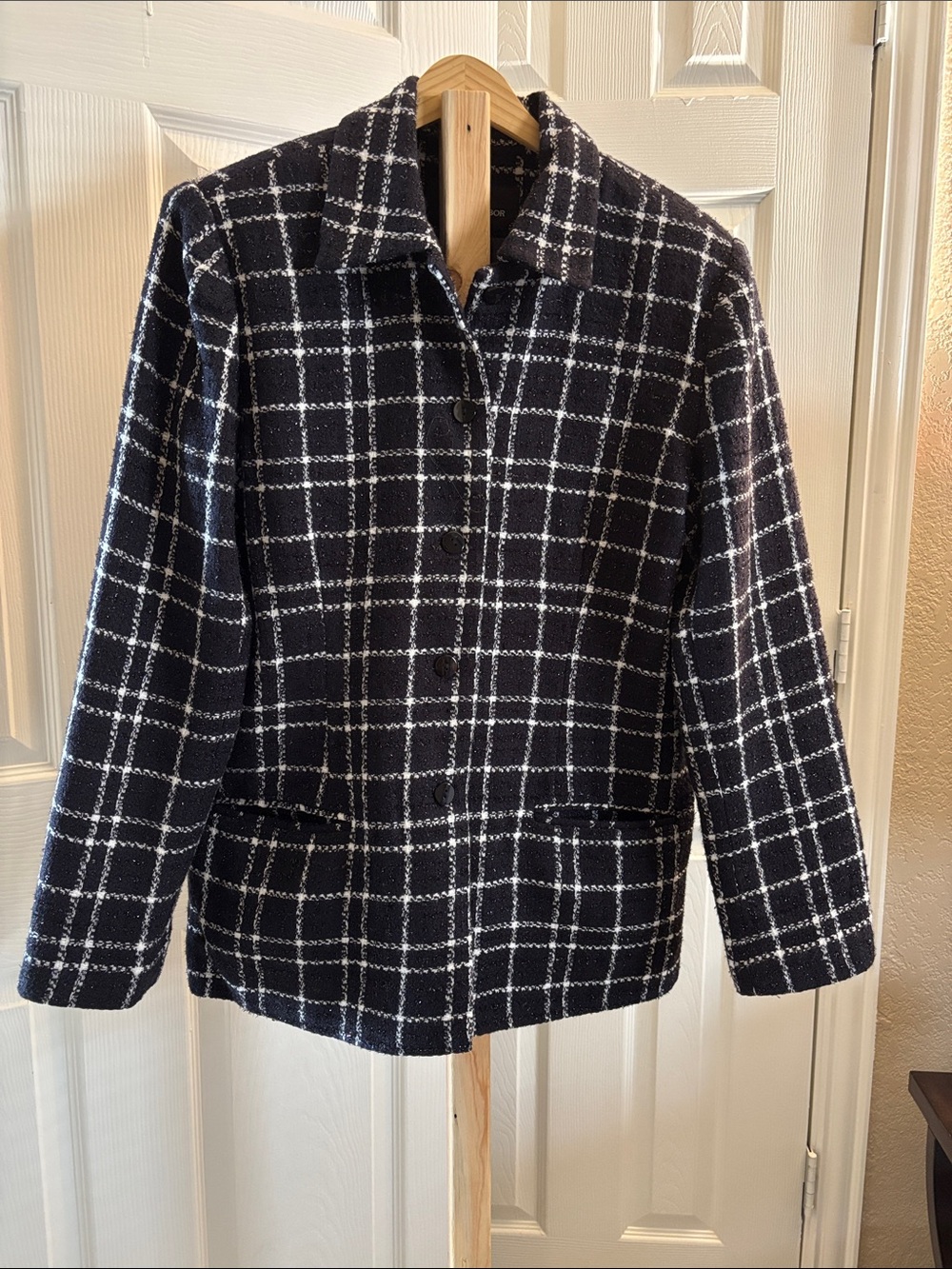 Sag Harbor Black and White Plaid Coat Jacket